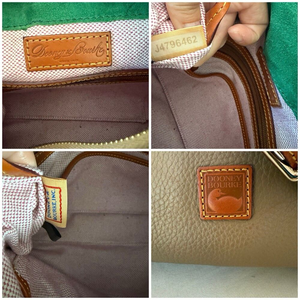 Dooney Bourke Florentine Vachetta Trim Pebble Leather Taupe Tan Satchel - Picture 5 of 10